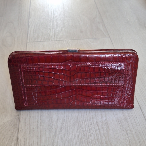 Lodis Red Leather Frame Clutch Wallet - Picture 1 of 11